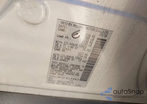 2016 Nissan Rogue Sl z USA, uszkodzony, nr VIN 5N1AT2MT2GC815462